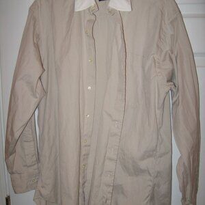 Beige & White Contrast Color Winchester Dress Shirt Men's 15.5 Gitman for Belk